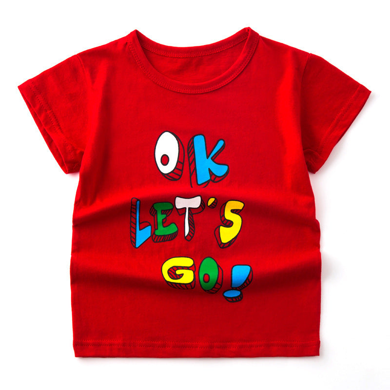 Summer Children's Short-Sleeved Boy T-Shirt Cotton Bottoming Top