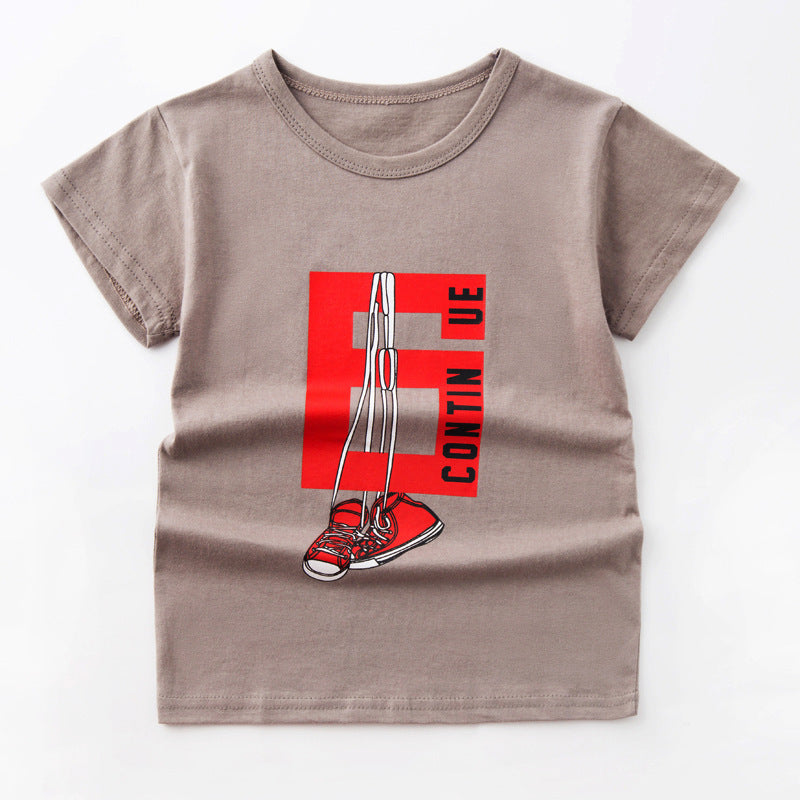 Summer Children's Short-Sleeved Boy T-Shirt Cotton Bottoming Top