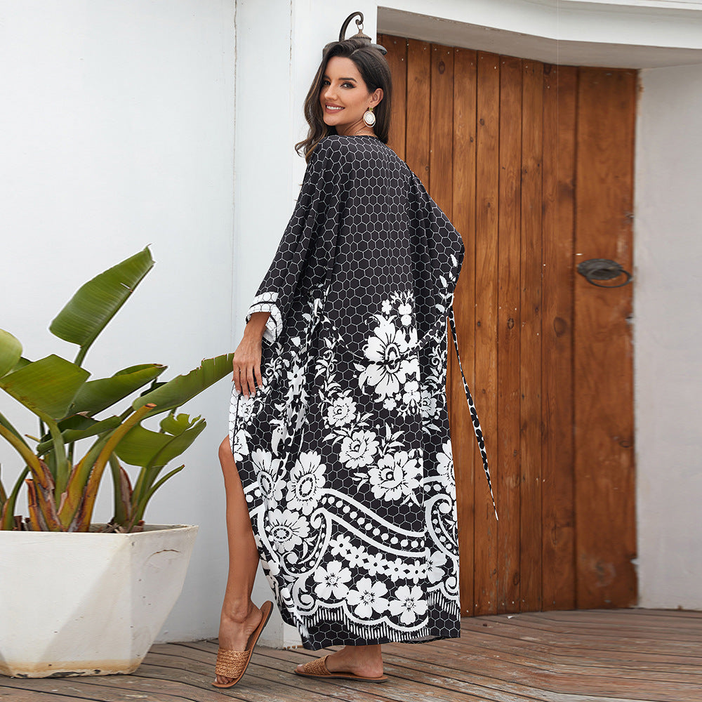 Printed Cardigan Kimono Bikini Sun Protection Dress