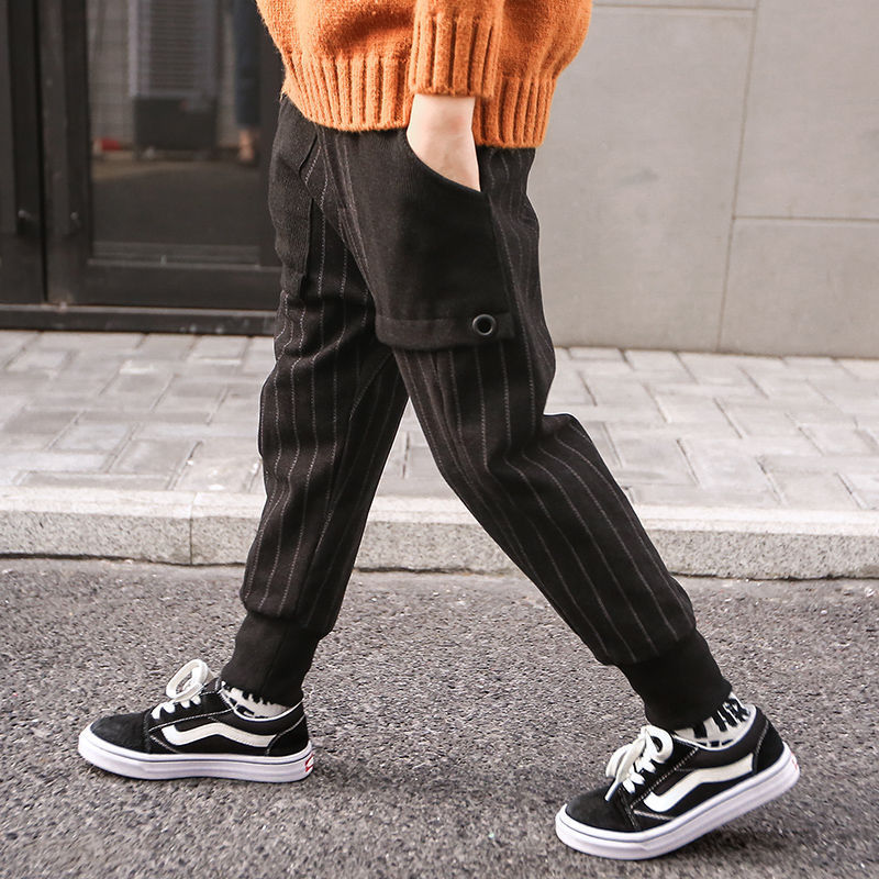 Boys' Pants Plus Velvet Thick Casual Pants