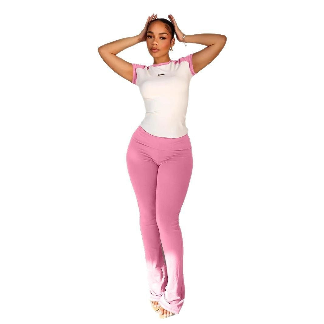 New Women's Clothing Spring And Summer Color Matching Yoga Two-piece Set