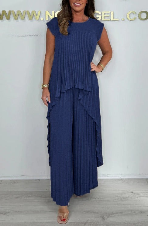Women's Pleated Suit Short Sleeve