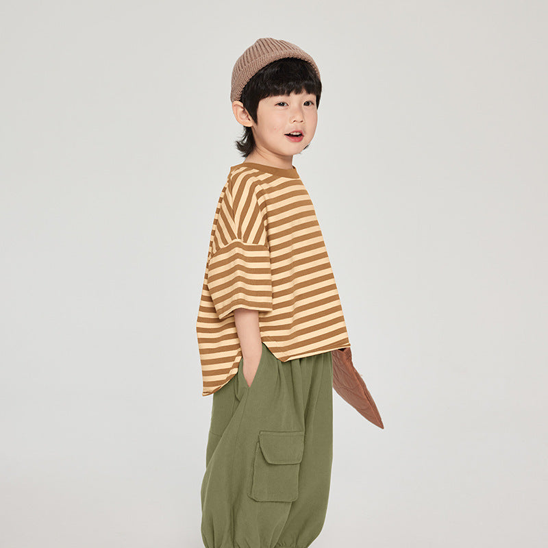 Summer Children Korean Striped Loose T-shirt