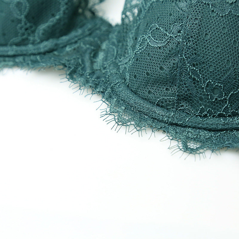 Ladies Breathable Gathered Lace Bra Underwear Set