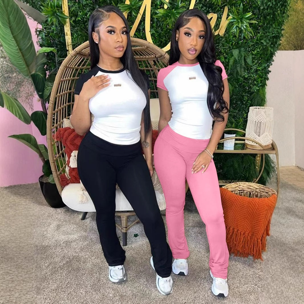 New Women's Clothing Spring And Summer Color Matching Yoga Two-piece Set