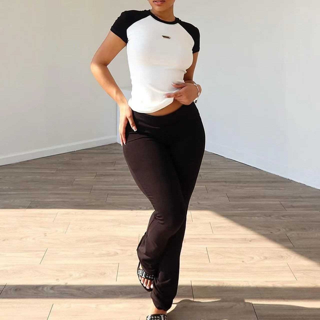 New Women's Clothing Spring And Summer Color Matching Yoga Two-piece Set