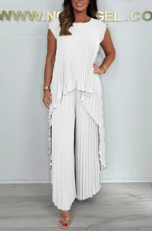 Women's Pleated Suit Short Sleeve