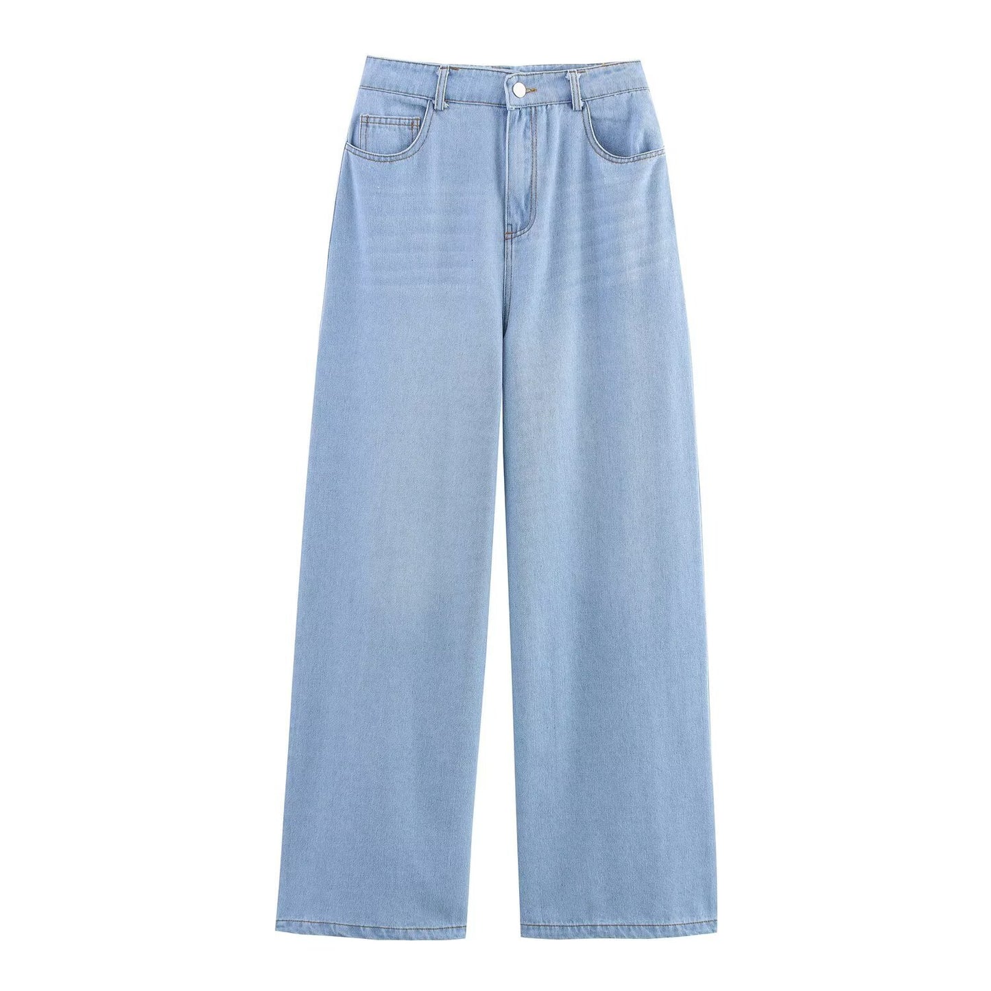 Women's Puff Sleeves Denim Shirt Jeans Suit