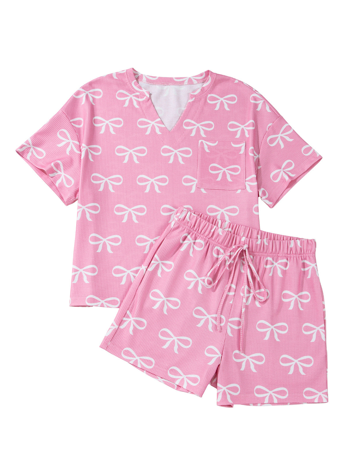 Bowknot Printed Pajamas Two-piece Women's Casual Shorts
