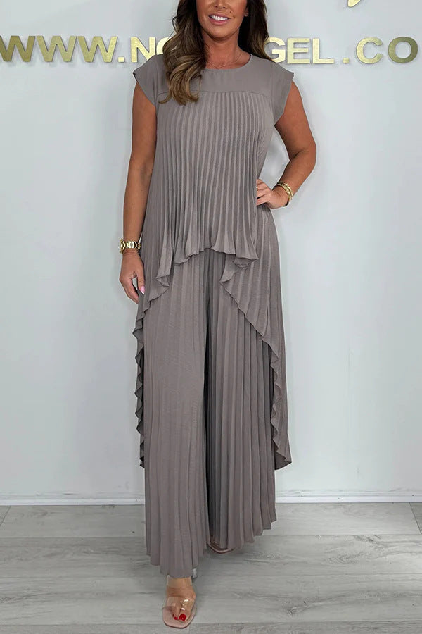 Women's Pleated Suit Short Sleeve