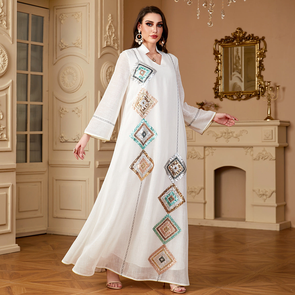 Women's Loose Creative Printed Sequin Dress