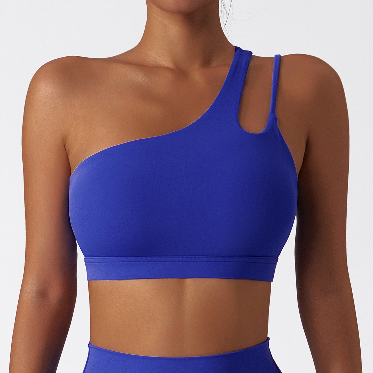 Oblique One-shoulder Beauty Back Yoga Bra Nude Feel Sports Underwear Irregular Shoulder Strap
