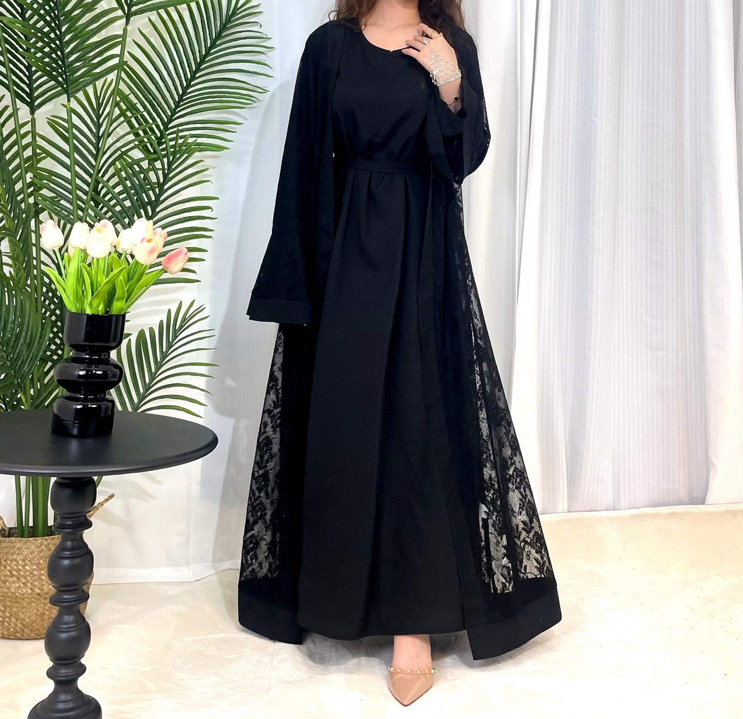 Muslim Fashion Women's Traditional Dress Lace Robe