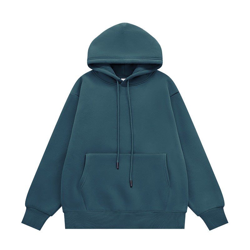 Fleece-lined Thick Hooded Solid Color Hoodie Suit