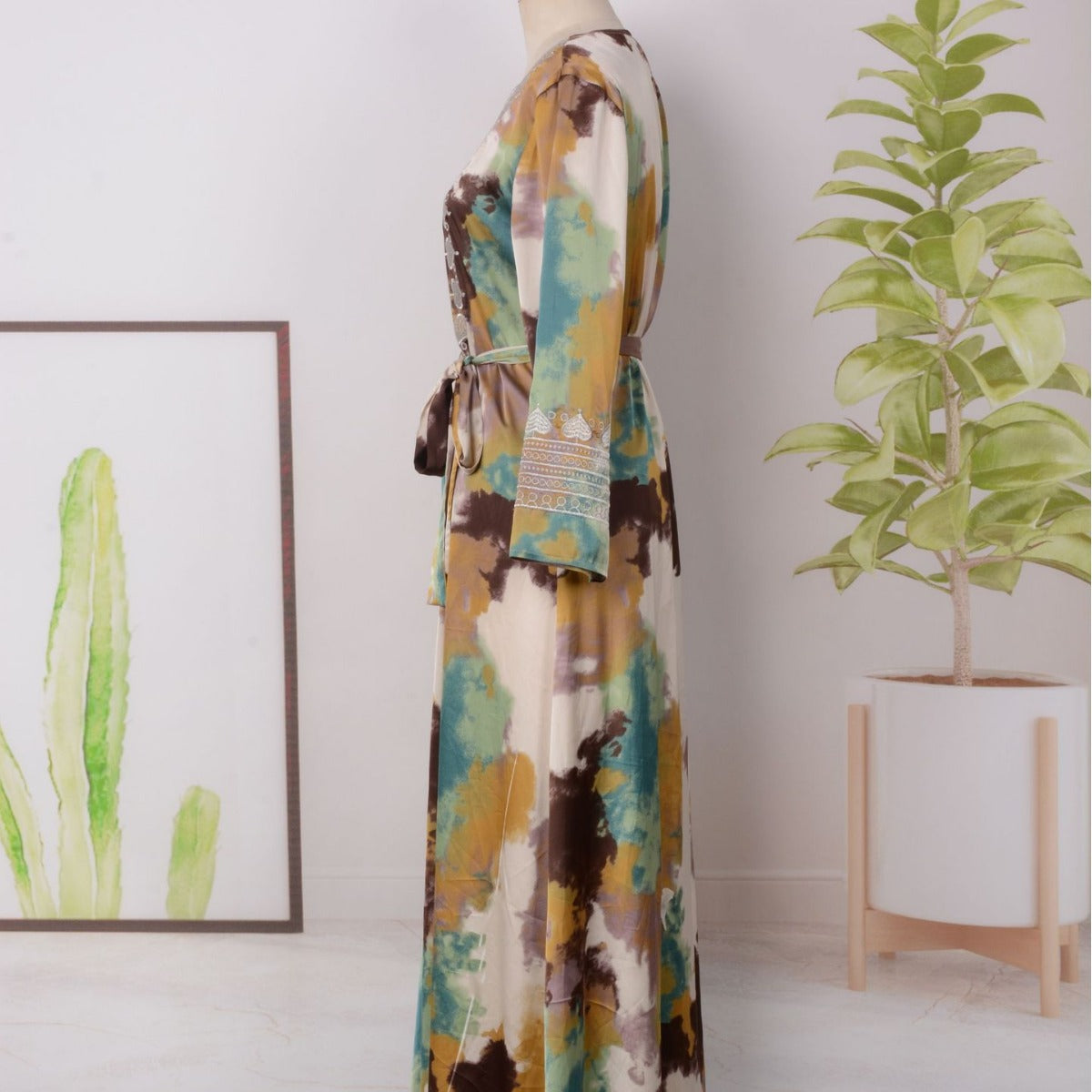 Women's Printed Embroidered Large Swing Muslim Dress