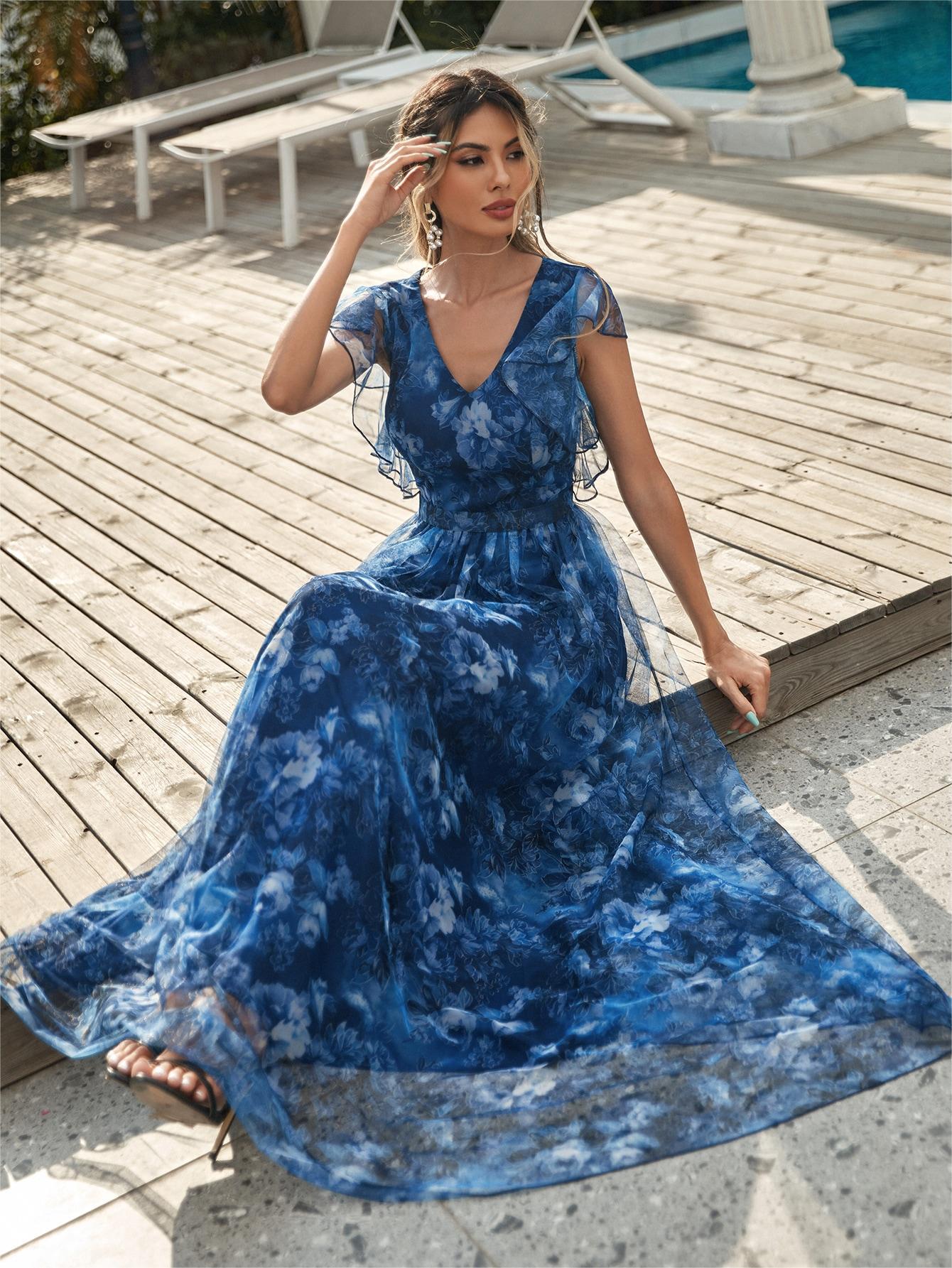 Ruffled Swing Graduation Season Dance Dress