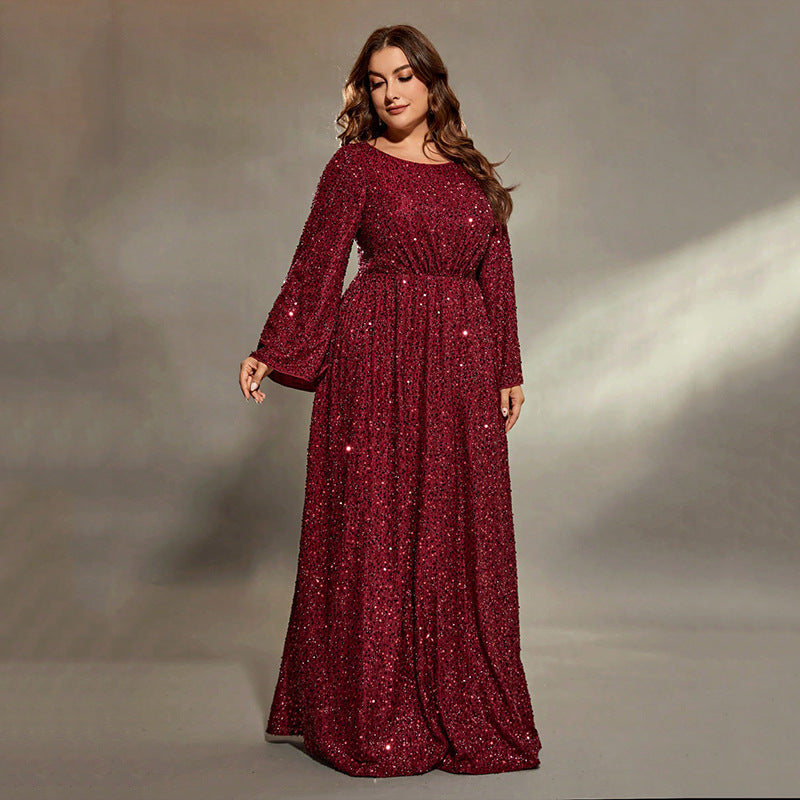 Women's Banquet Extra Large Figure Flattering Sequins Dress