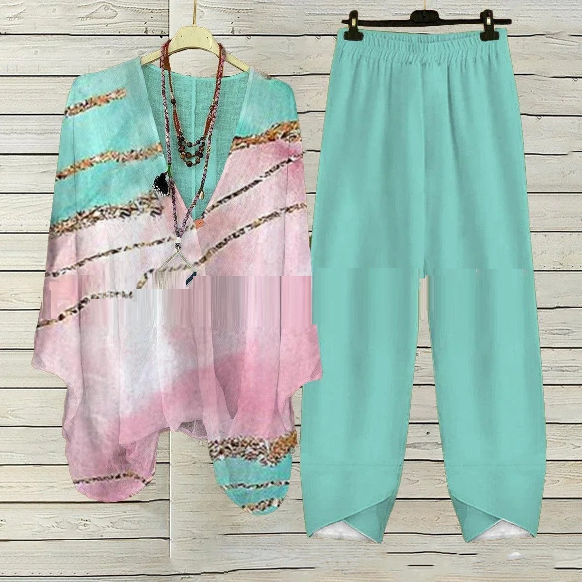 Women's Clothing Digital Printed Round Neck Fashion Sports And Leisure Suit Two-piece Set
