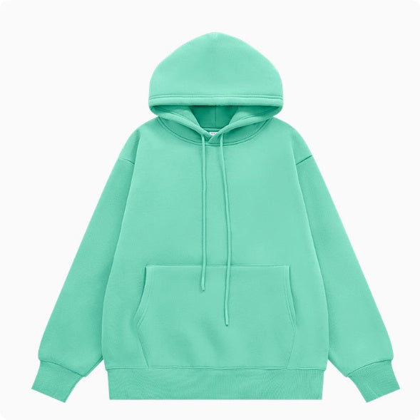 Fleece-lined Thick Hooded Solid Color Hoodie Suit