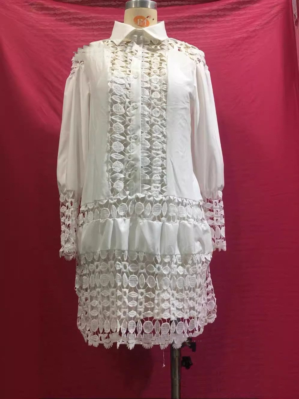 Lace Stitching Two-piece Suit Shirt Dress