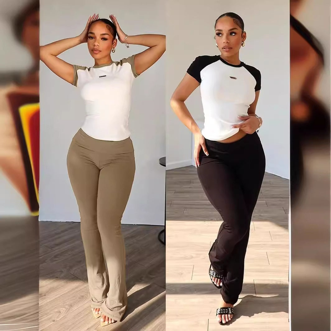 New Women's Clothing Spring And Summer Color Matching Yoga Two-piece Set
