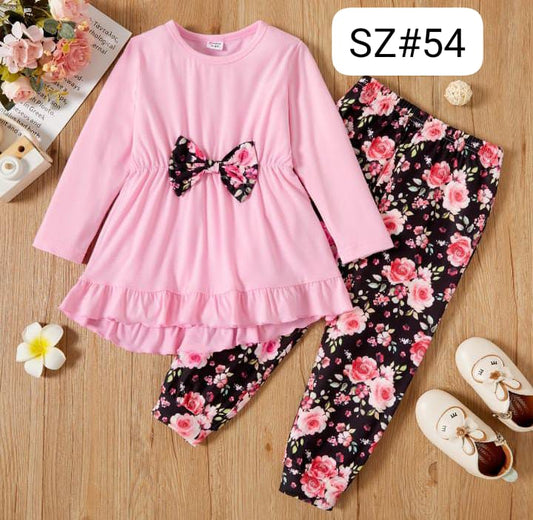 FULL SLEEVES PINK AND BLACK FLORAL BUTTERFLY SUIT