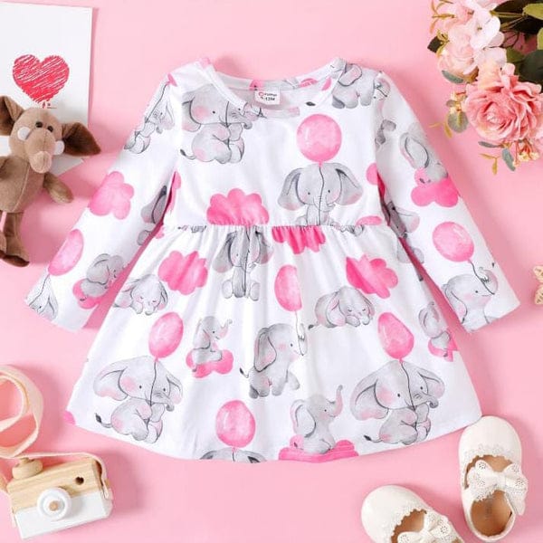 PINK & WHITE BIRTHDAY COLORFULL FLORAL FROCK