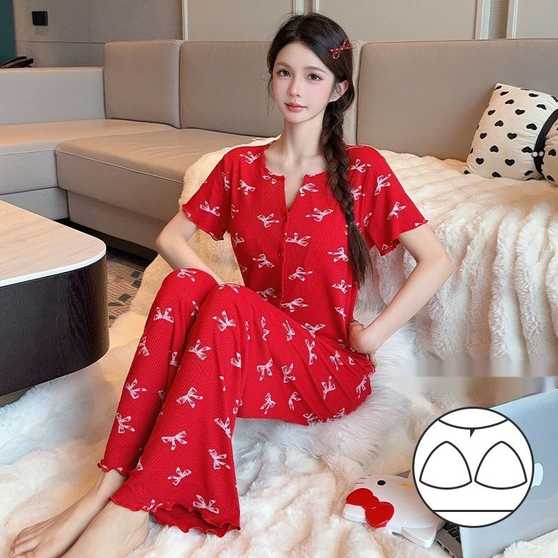 Thin Short-sleeved Trousers High-grade Pajamas Women's Suit