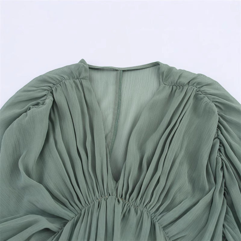 Dignified Sense Of Design V-neck Waist-slimming Long Dress