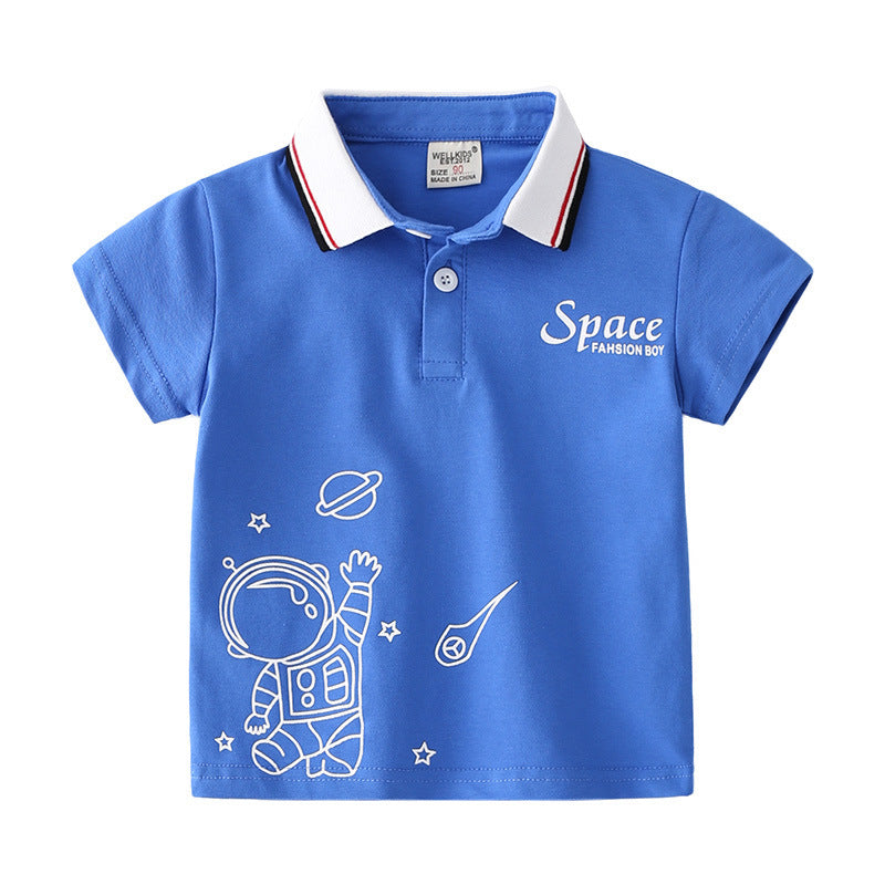 Children's Short Sleeve Top With Lapel Collar