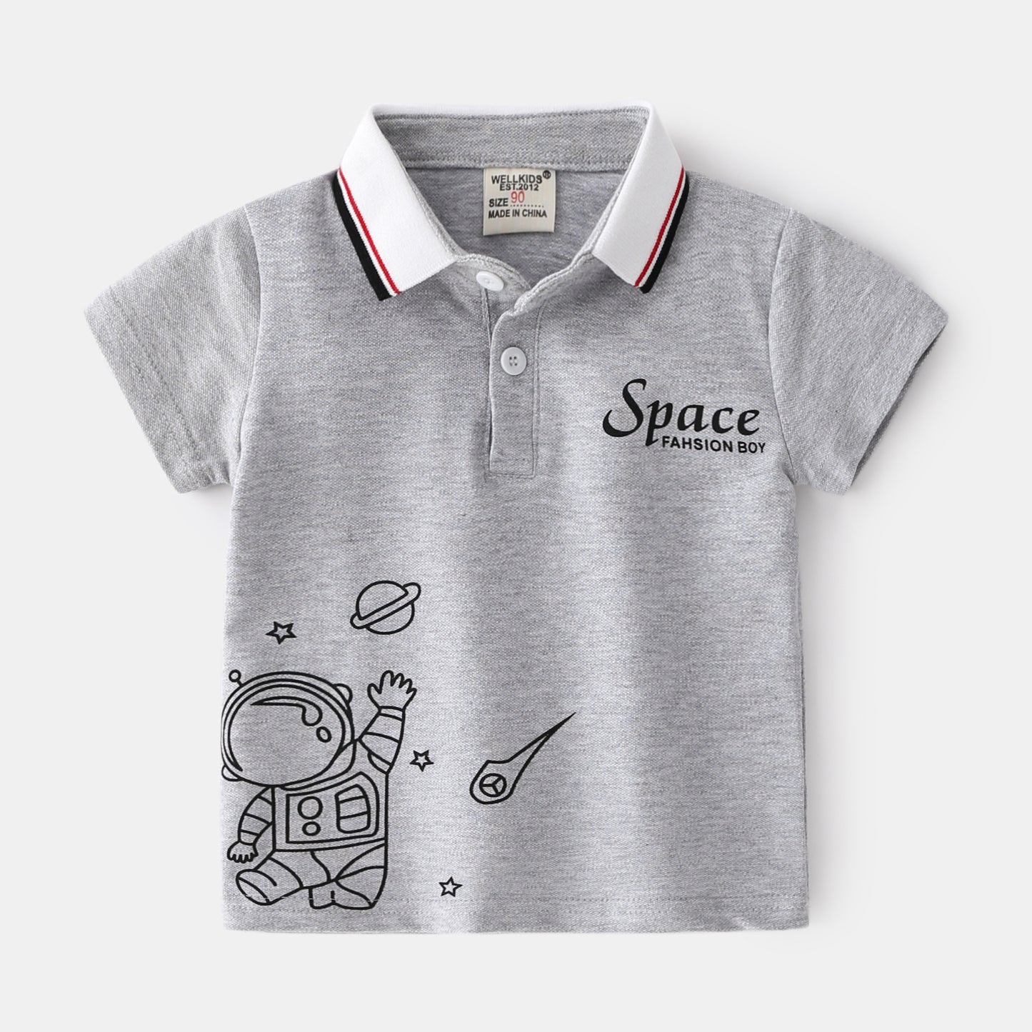 Children's Short Sleeve Top With Lapel Collar