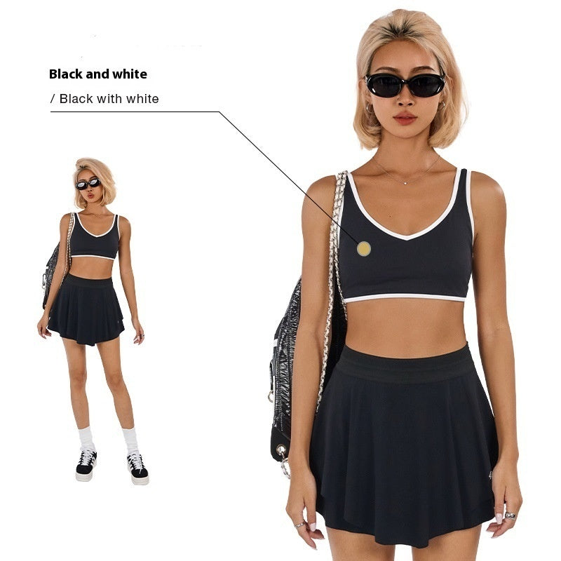 Contrast Color Low Intensity Sports Underwear Women's Yoga Clothes Pilates Training Top