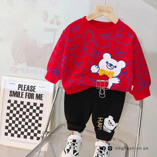 RED TEDDY BEAR WINTER PANEL TRACKSUIT