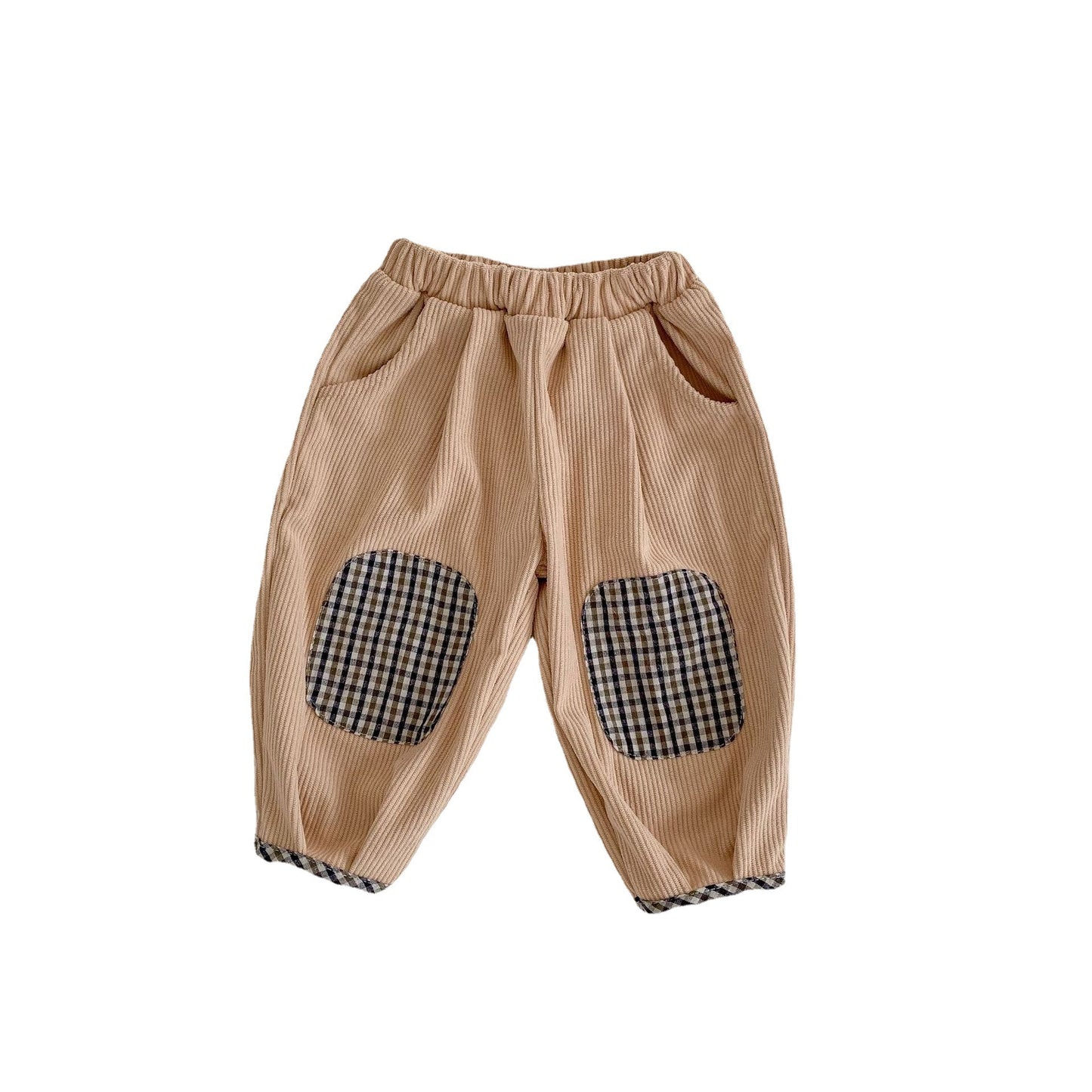 Baby Corduroy Check Pattren All-match Trousers