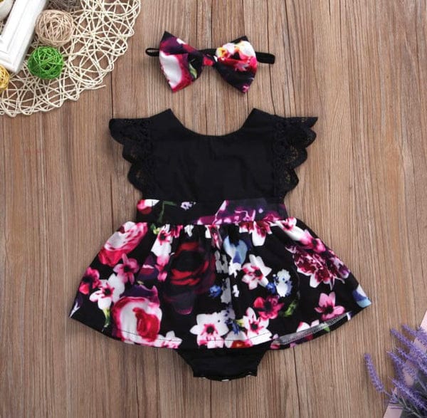 BLACK & PINK FLORAL FROCK