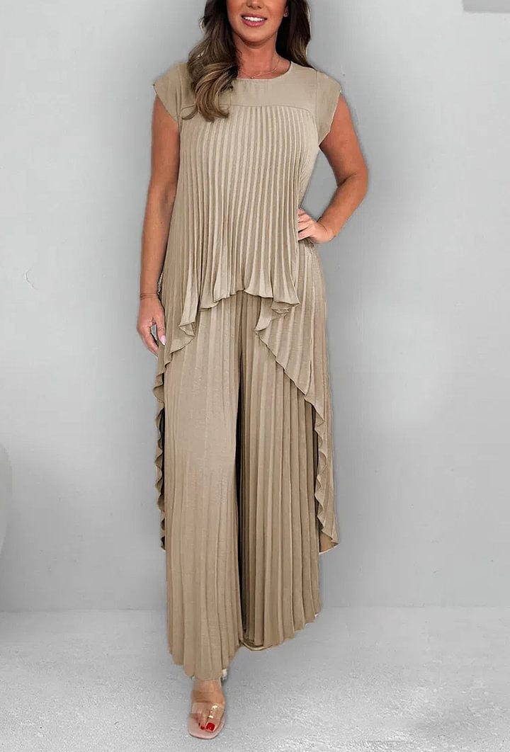 Women's Pleated Suit Short Sleeve