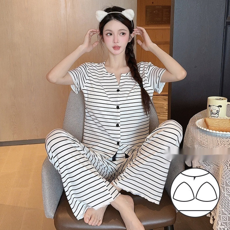 Thin Short-sleeved Trousers High-grade Pajamas Women's Suit