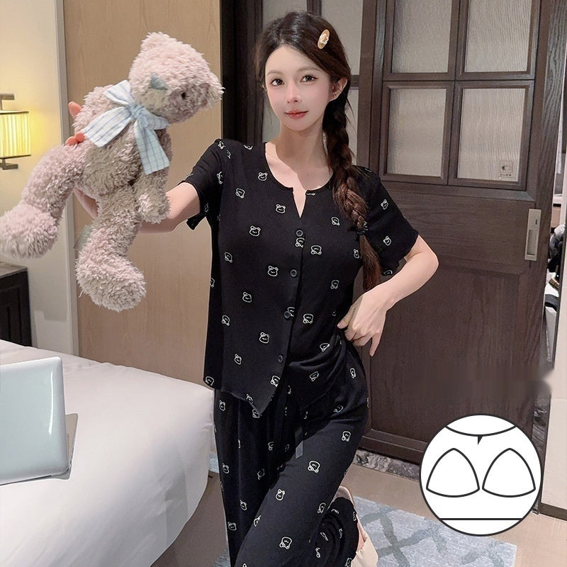 Thin Short-sleeved Trousers High-grade Pajamas Women's Suit