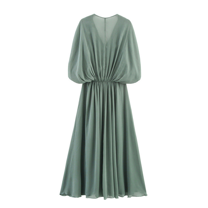 Dignified Sense Of Design V-neck Waist-slimming Long Dress
