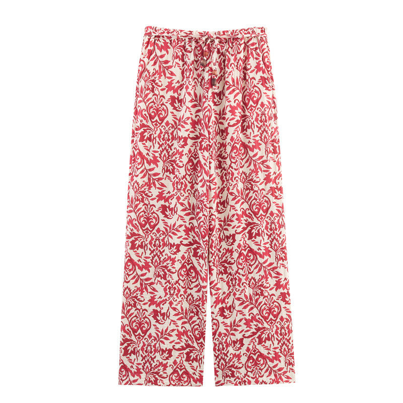 Summer Vacation Style Top Printed Wide Leg Pants