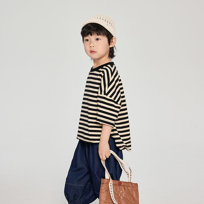 Summer Children Korean Striped Loose T-shirt
