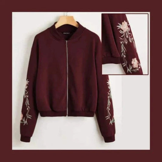 MAROON EMBROIDERED JACKET FOR WOMEN