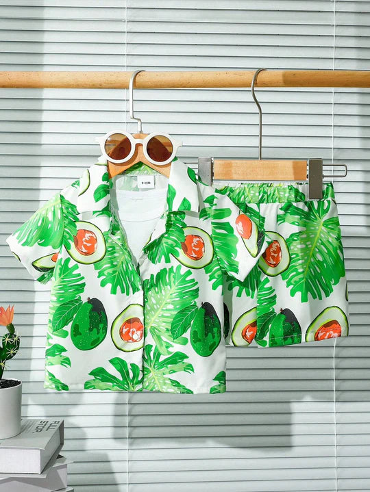 Baby/boy summer avocado printed shirt and short - #SS506