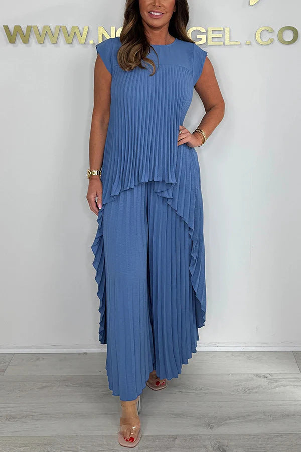 Women's Pleated Suit Short Sleeve
