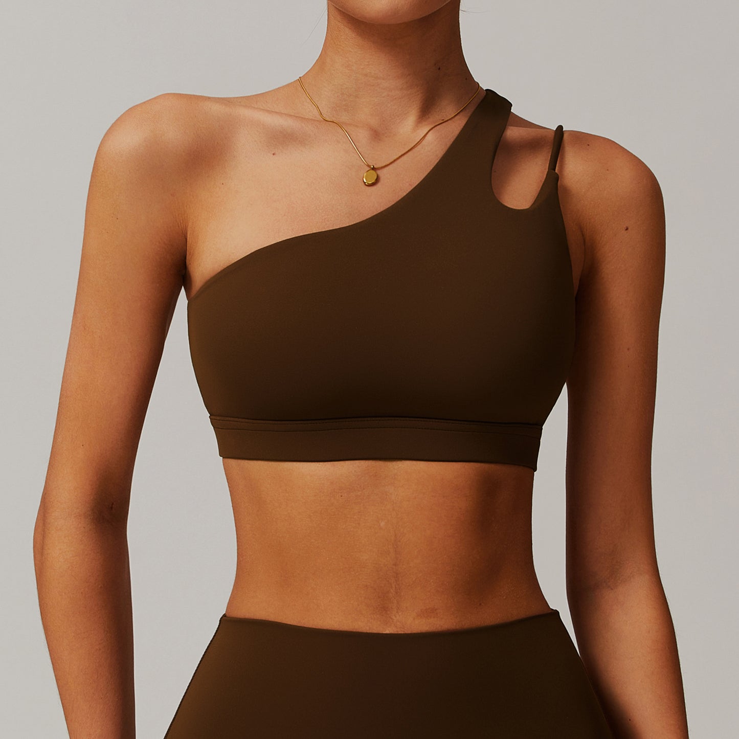 Oblique One-shoulder Beauty Back Yoga Bra Nude Feel Sports Underwear Irregular Shoulder Strap