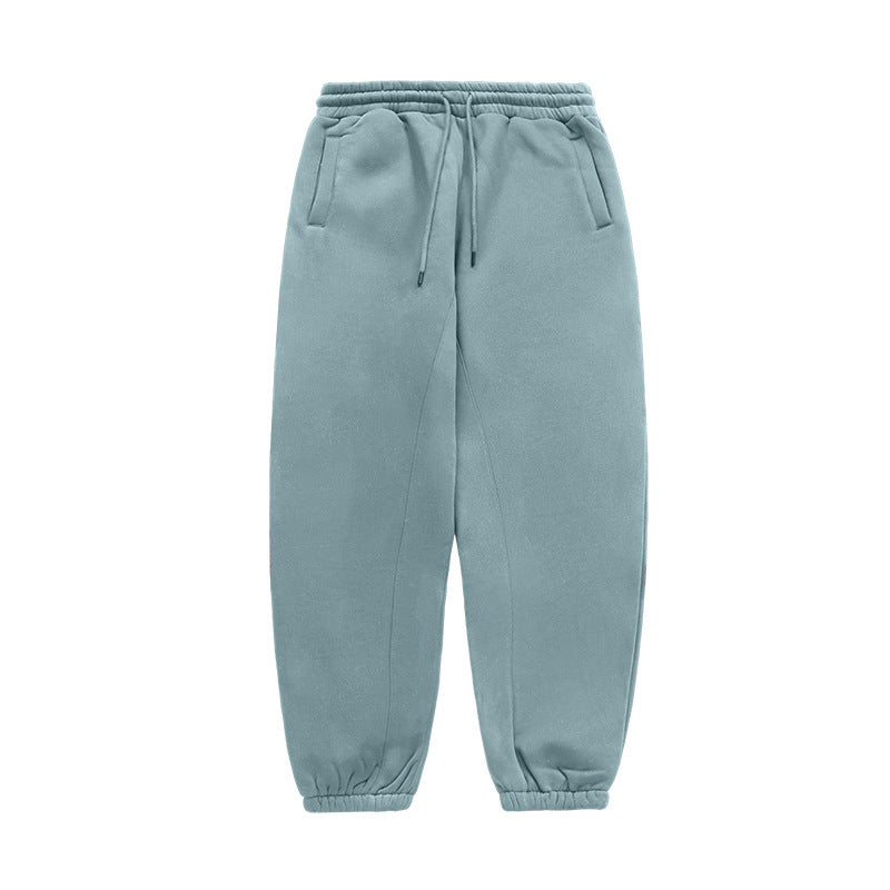 Fleece-lined Thick Hooded Solid Color Hoodie Suit