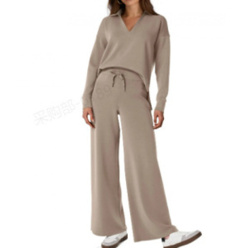 Women's Fashion Casual Drawstring Solid Color Suit