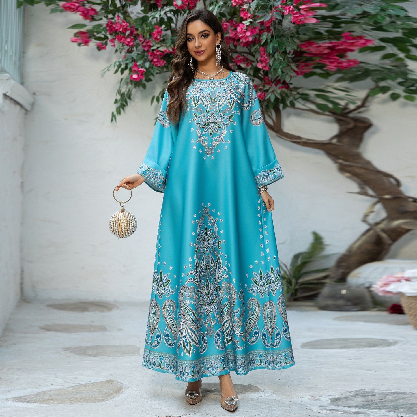 Muslim Robe Printed Dubai Women's Clothing Dress