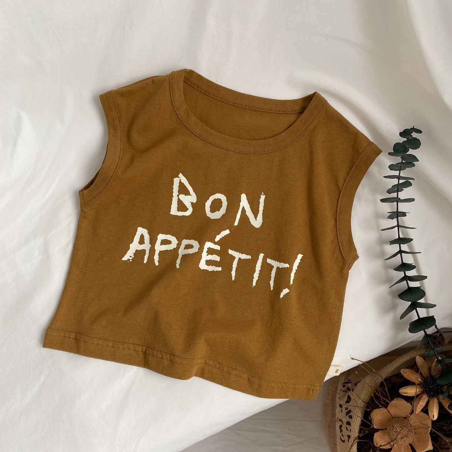 Children's Letter Printed Sleeveless Vest For Boys And Girls Loose Casual Top
