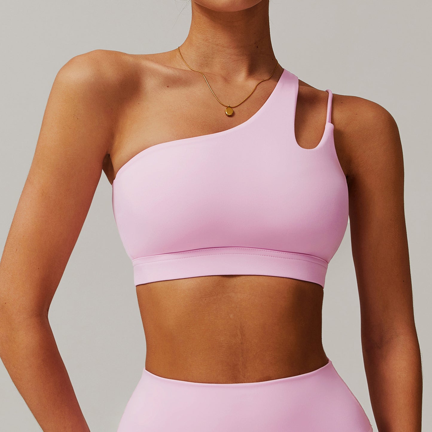 Oblique One-shoulder Beauty Back Yoga Bra Nude Feel Sports Underwear Irregular Shoulder Strap